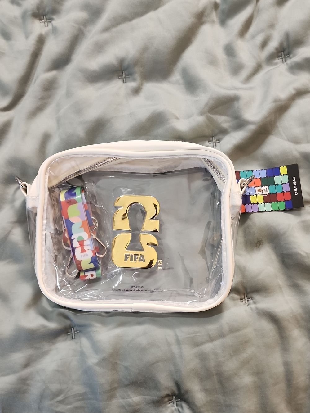 Clear White Adult Accessory Pouch with Colorful Strap - FIFA Accent